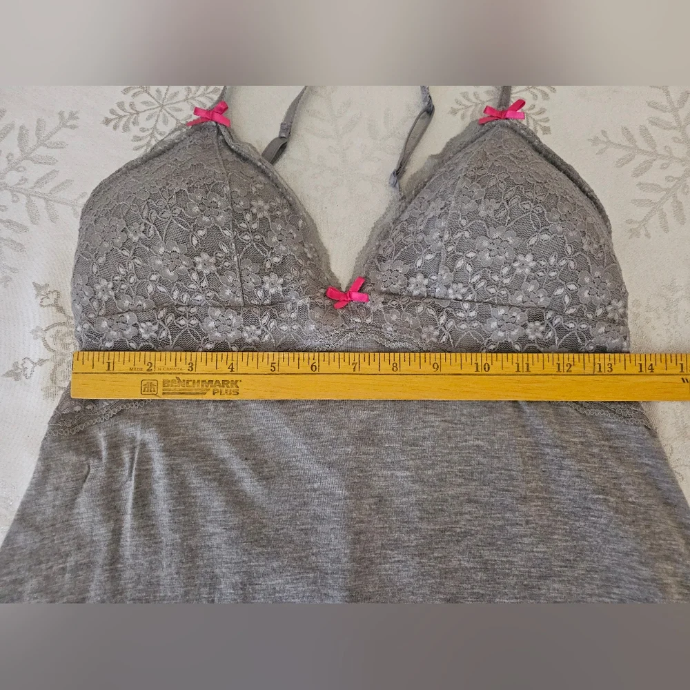 La SENZA Grey Chemise with Pink Accents Lingerie Sz L - Picture 3 of 6